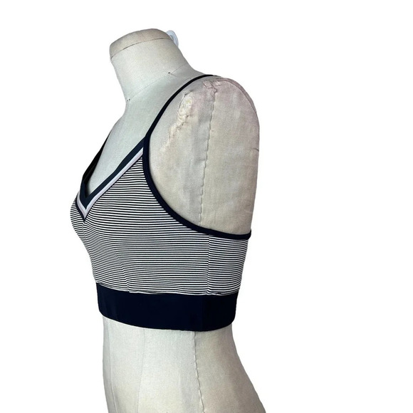 Nylora Navy Blue Striped Sports Bra Cropped Tank Top Size Small - Picture 5 of 10